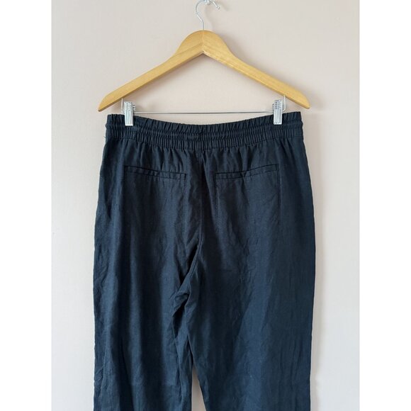 Athleta 100% Linen Retreat High Rise Tapered Jogger Black Commute Travel M/T - Picture 5 of 10